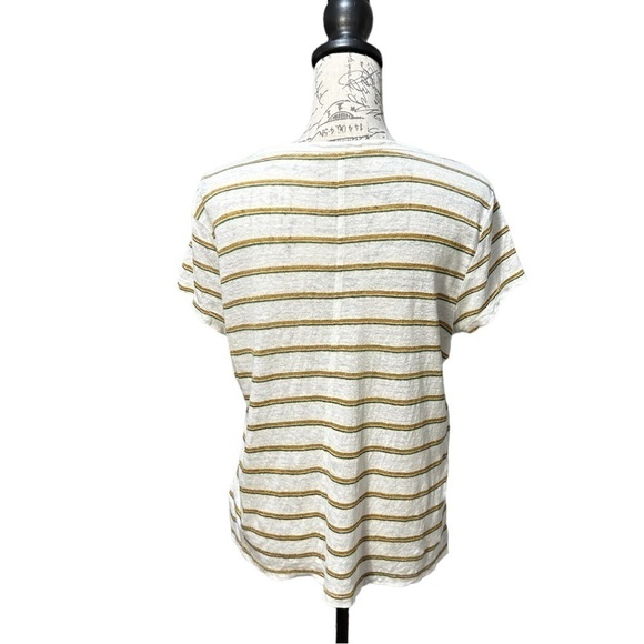 Banana Republic Stripe Linen T-shirt Size Medium - Picture 3 of 4